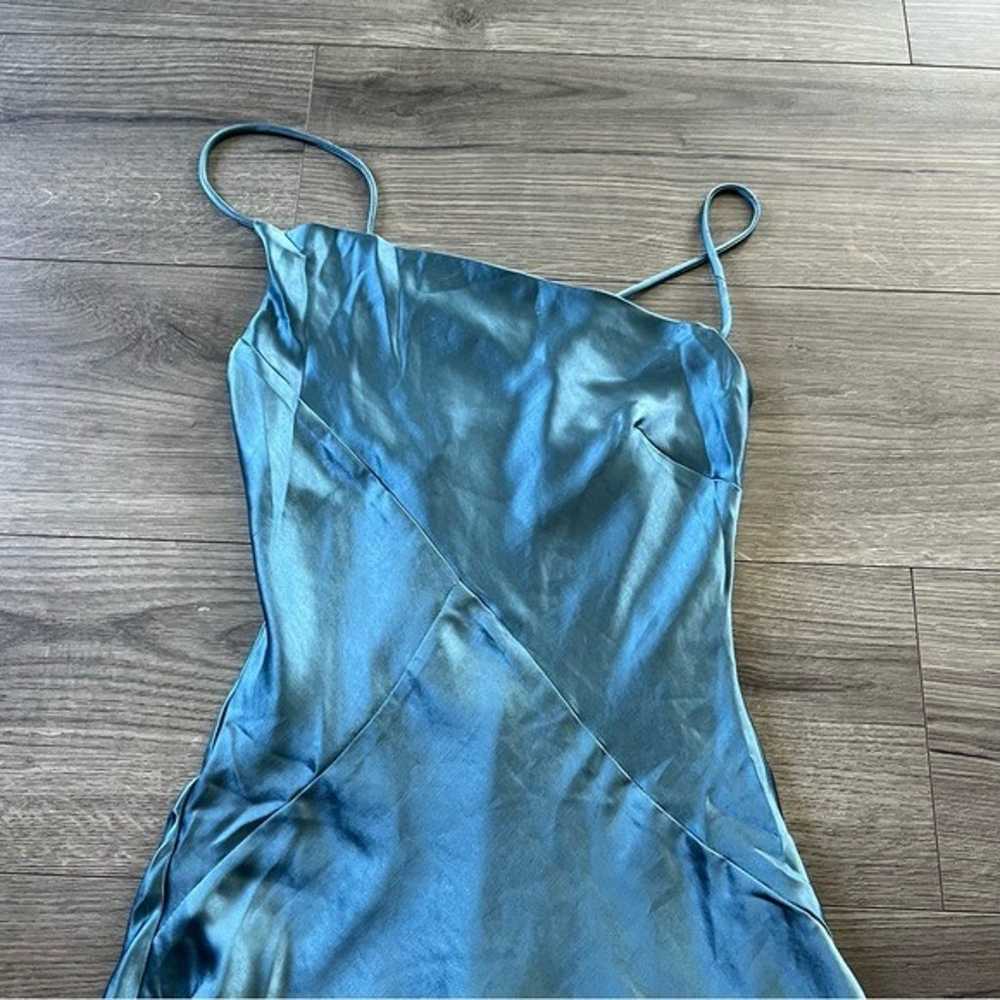 Hello Molly Teal Silky Slip Dress Size 2 - image 6