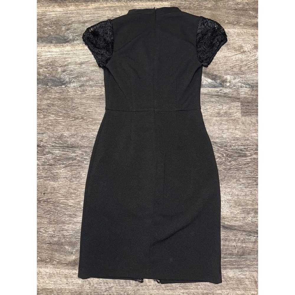 Betsey Johnson Black V Neck Lace Crepe Dress Size… - image 5