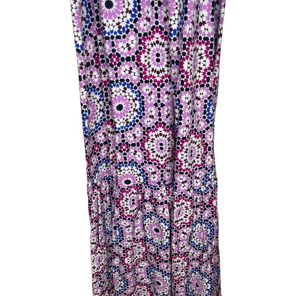 Geo Strappy Flounce Maxi Dress Linen Viscose Size… - image 10