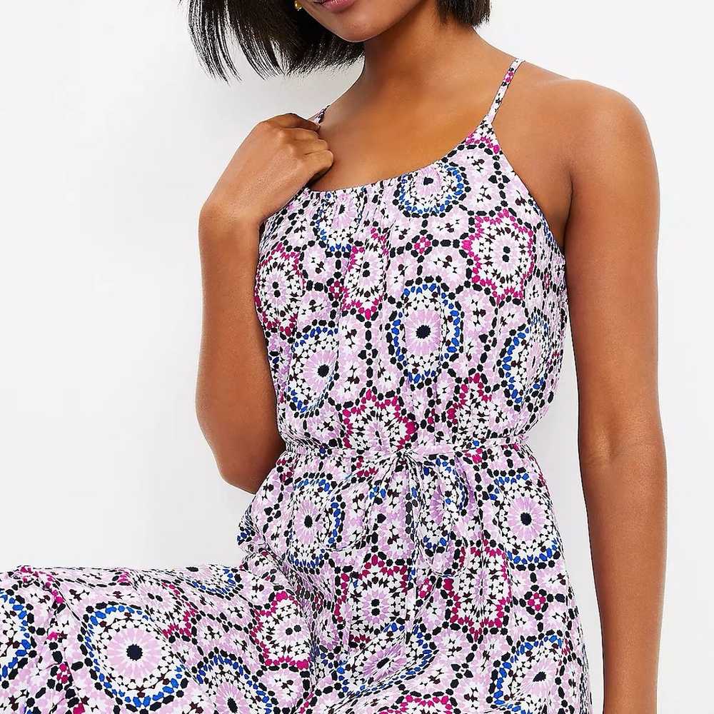 Geo Strappy Flounce Maxi Dress Linen Viscose Size… - image 3