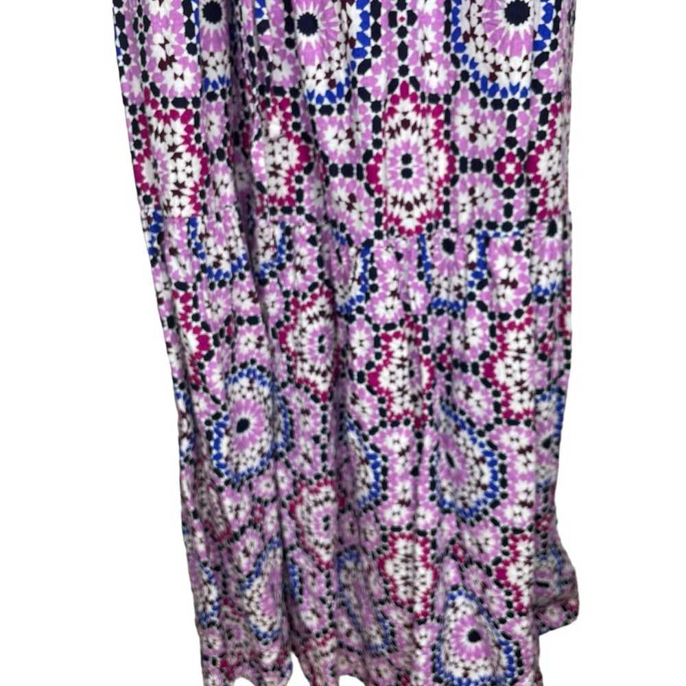 Geo Strappy Flounce Maxi Dress Linen Viscose Size… - image 7