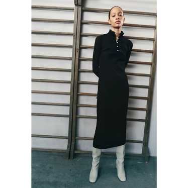Zara Ribbed Mock Neck Midi Dress Size Large
