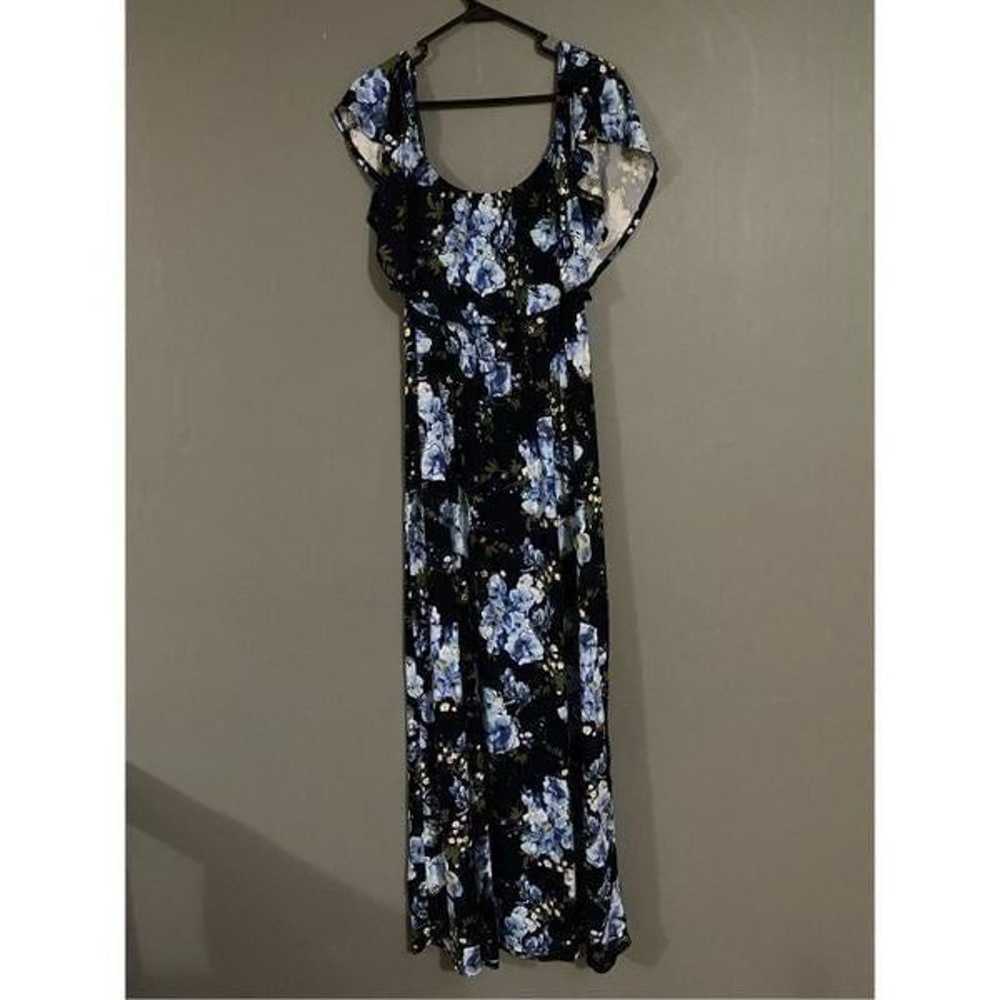 Nine Britton Blue Floral Ruffle Maxi Dress Size 2X - image 2