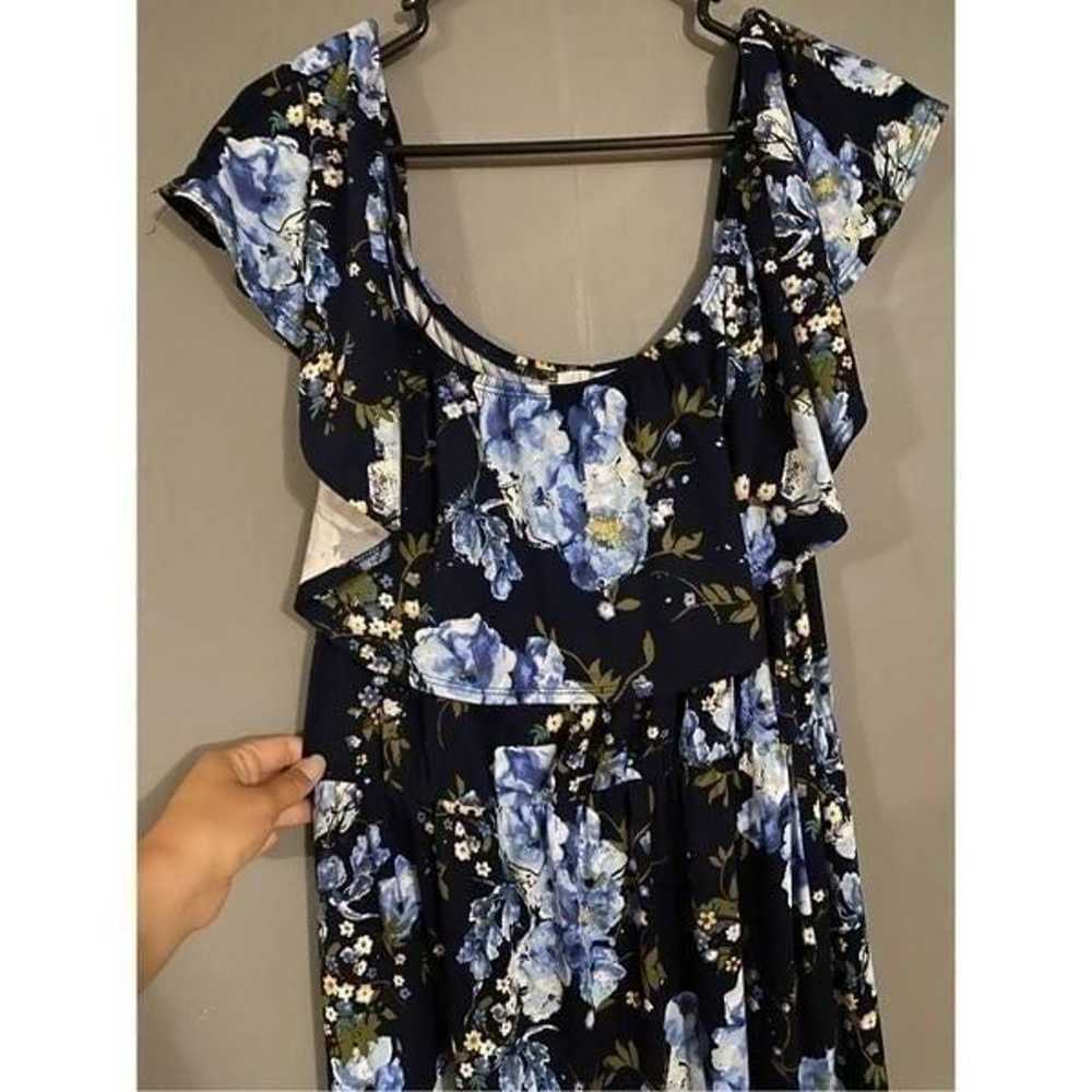 Nine Britton Blue Floral Ruffle Maxi Dress Size 2X - image 3