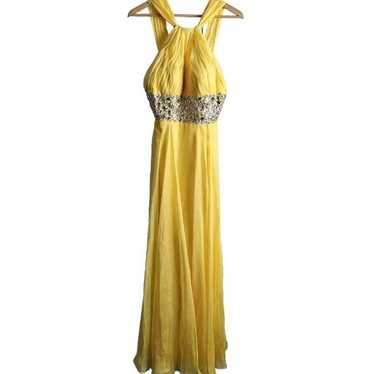 Women Long Rhinestone Yellow Dress Size 2 Special… - image 1