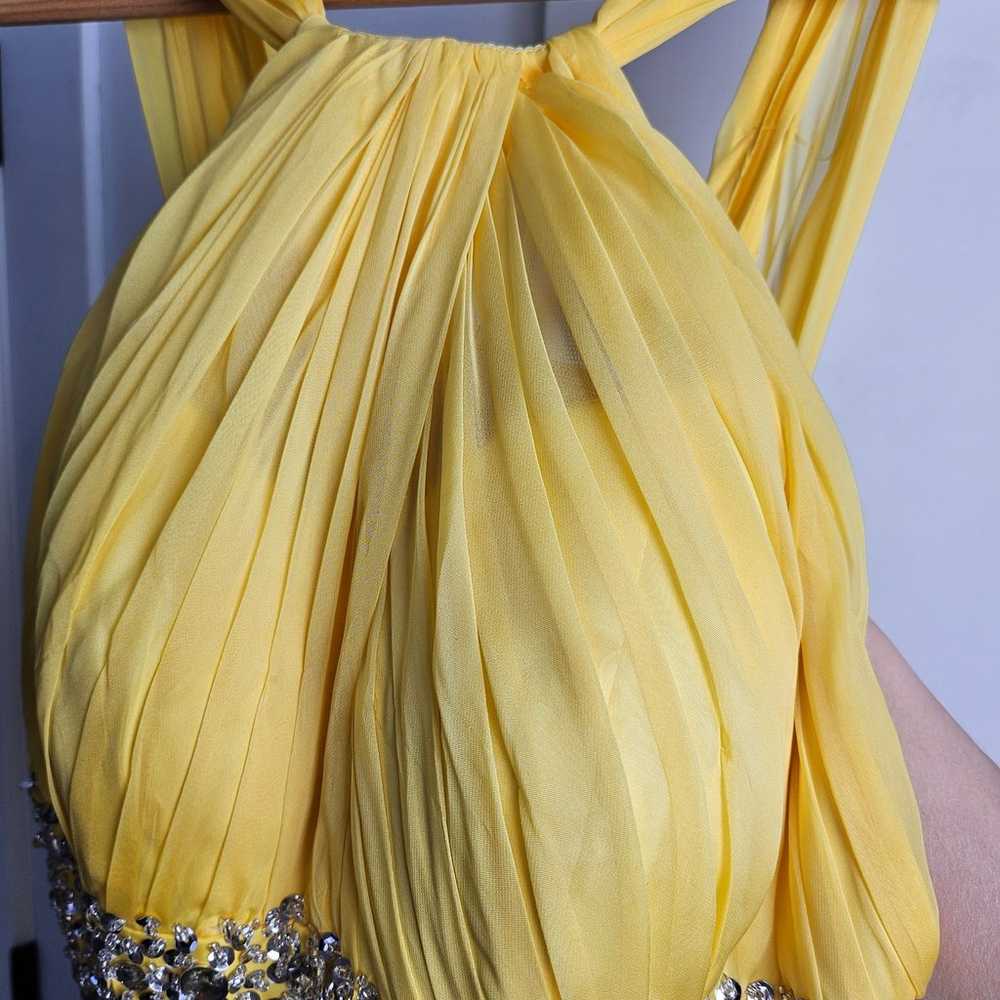 Women Long Rhinestone Yellow Dress Size 2 Special… - image 3