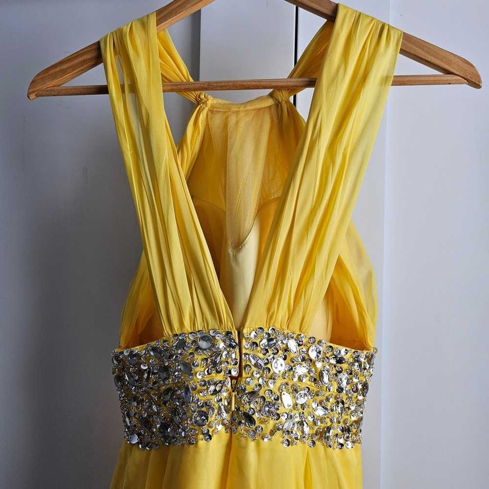 Women Long Rhinestone Yellow Dress Size 2 Special… - image 6