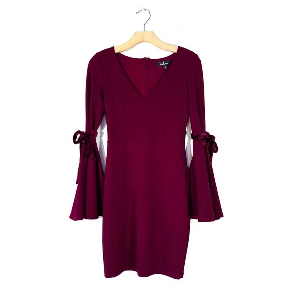 NEW Lulus Once in a While Burgundy Bell Sleeve Bo… - image 1