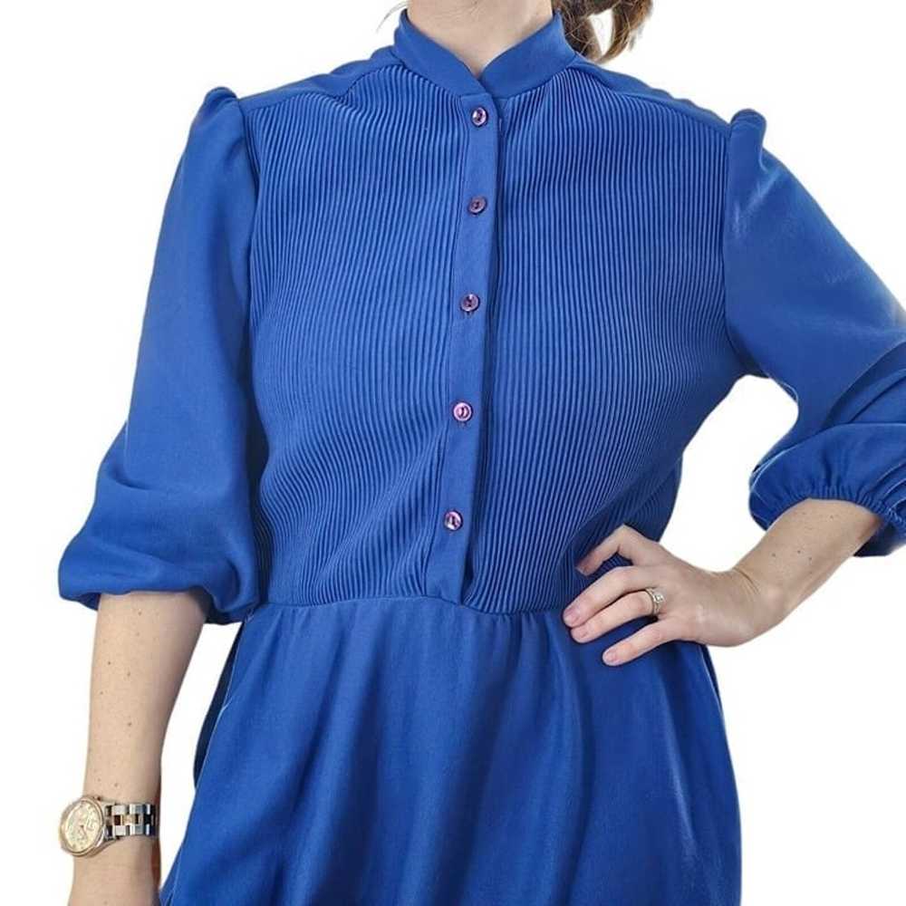 Large Casual Royal Blue Popover Midi Dress Fit N … - image 3