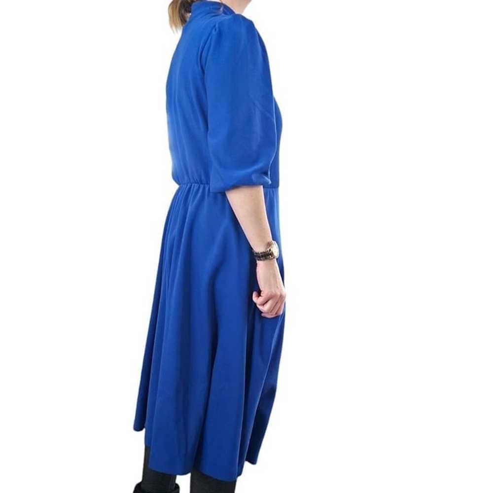 Large Casual Royal Blue Popover Midi Dress Fit N … - image 4