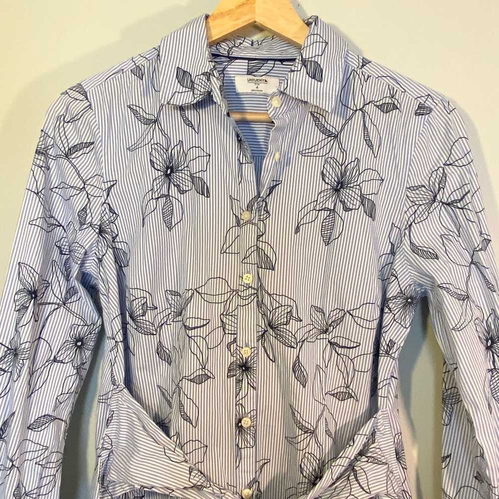 UNTUCKit Lily Button Down Shirt Dress Size 4 Blue… - image 2
