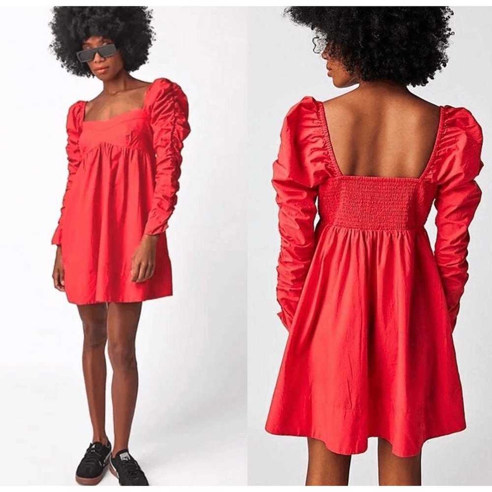 Free People Lindsay baby doll dress red long slee… - image 1