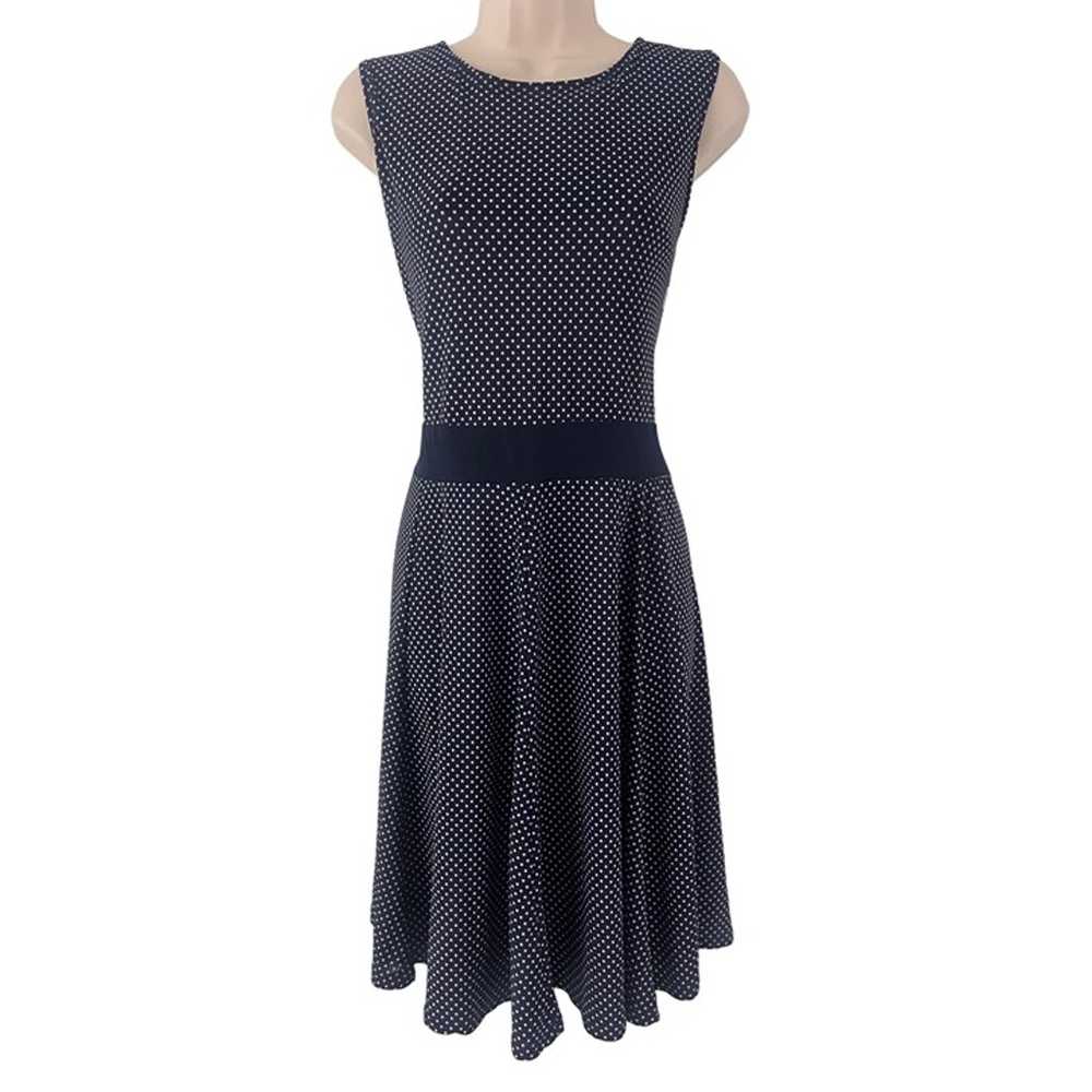 Size 14W 1X NAVY BLUE/WHITE TINY POLKA DOT CUTOUT… - image 1