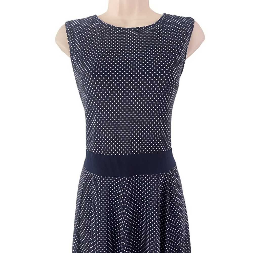 Size 14W 1X NAVY BLUE/WHITE TINY POLKA DOT CUTOUT… - image 2