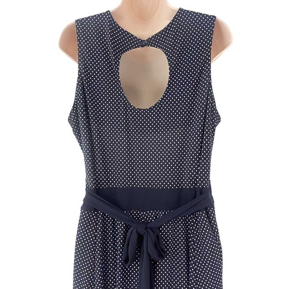 Size 14W 1X NAVY BLUE/WHITE TINY POLKA DOT CUTOUT… - image 4