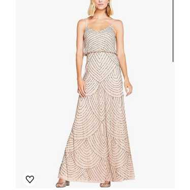 Adrianna Papell scalloped sequin nude maxi dress 2 - image 1
