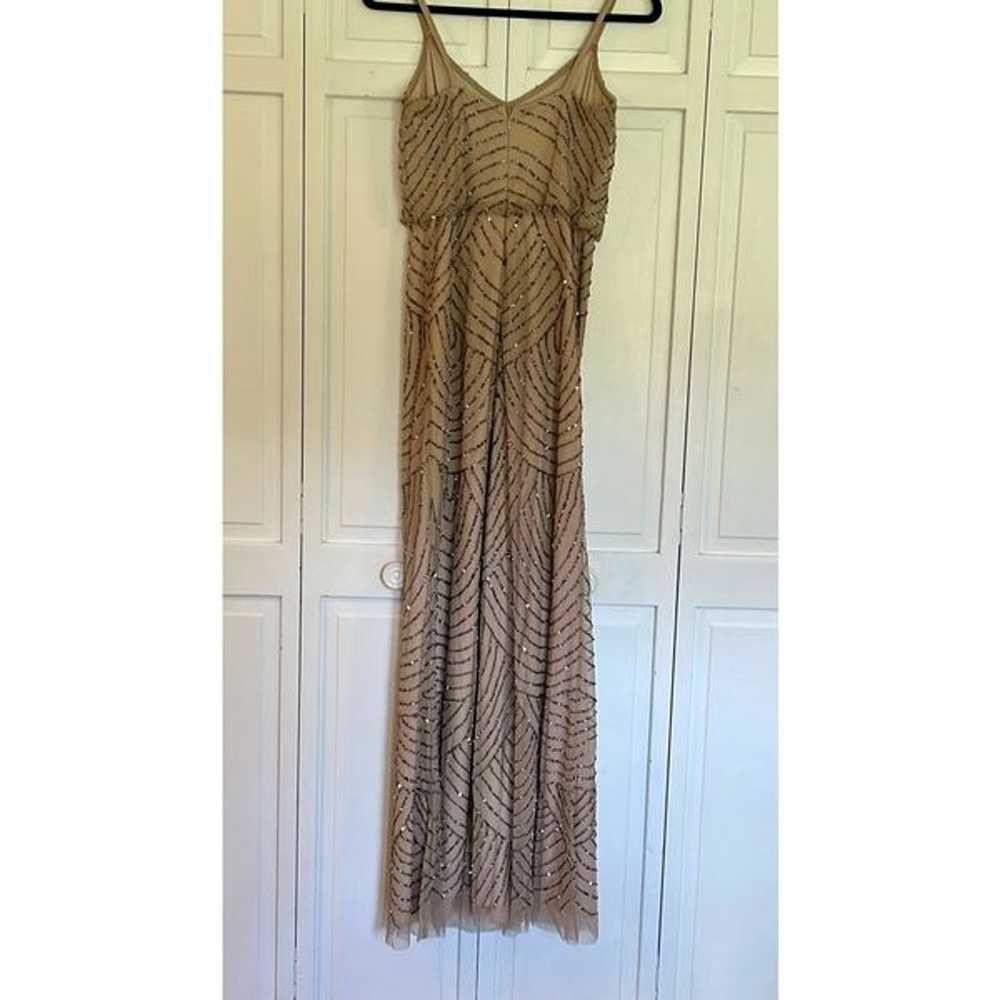 Adrianna Papell scalloped sequin nude maxi dress 2 - image 7