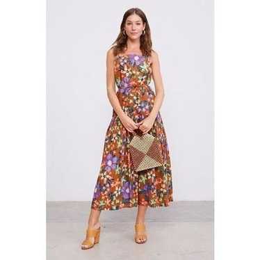 Current Air Floral Pleated Midi Dress 100% Cotton… - image 1