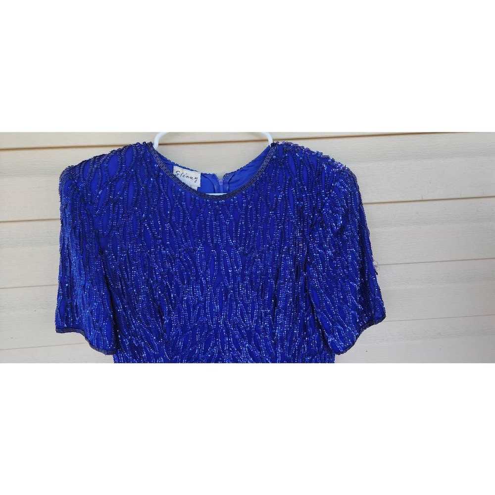 Vintage 90s Stenay Beaded Silk Blue Sequin Embell… - image 2