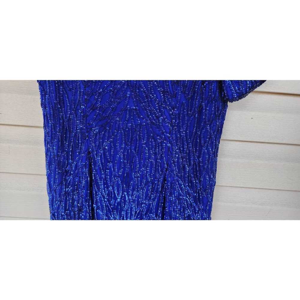 Vintage 90s Stenay Beaded Silk Blue Sequin Embell… - image 3