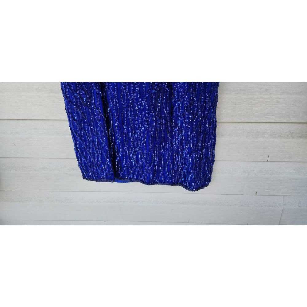 Vintage 90s Stenay Beaded Silk Blue Sequin Embell… - image 4