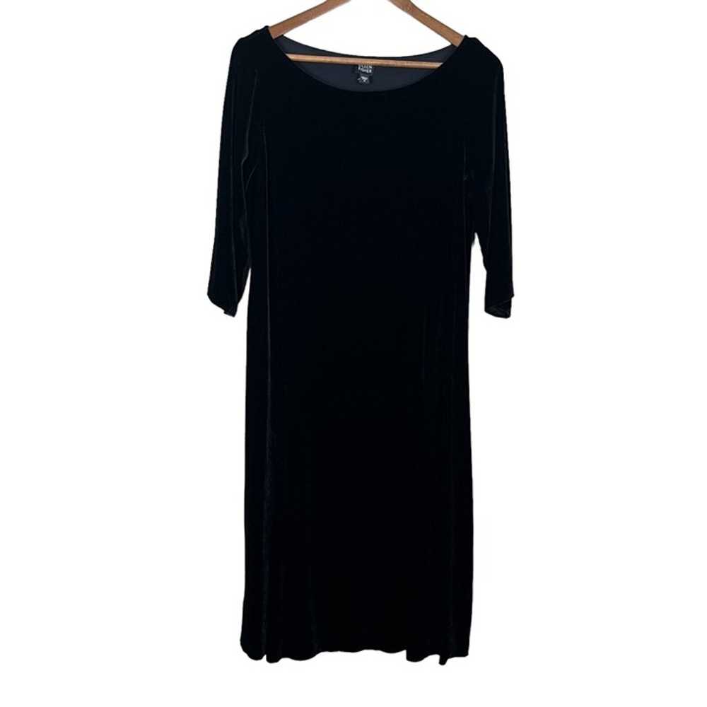 Eileen Fisher Dress Womens Small Black Velvet Mid… - image 1