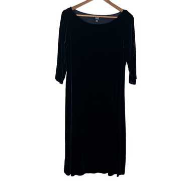 Eileen Fisher Dress Womens Small Black Velvet Mid… - image 1