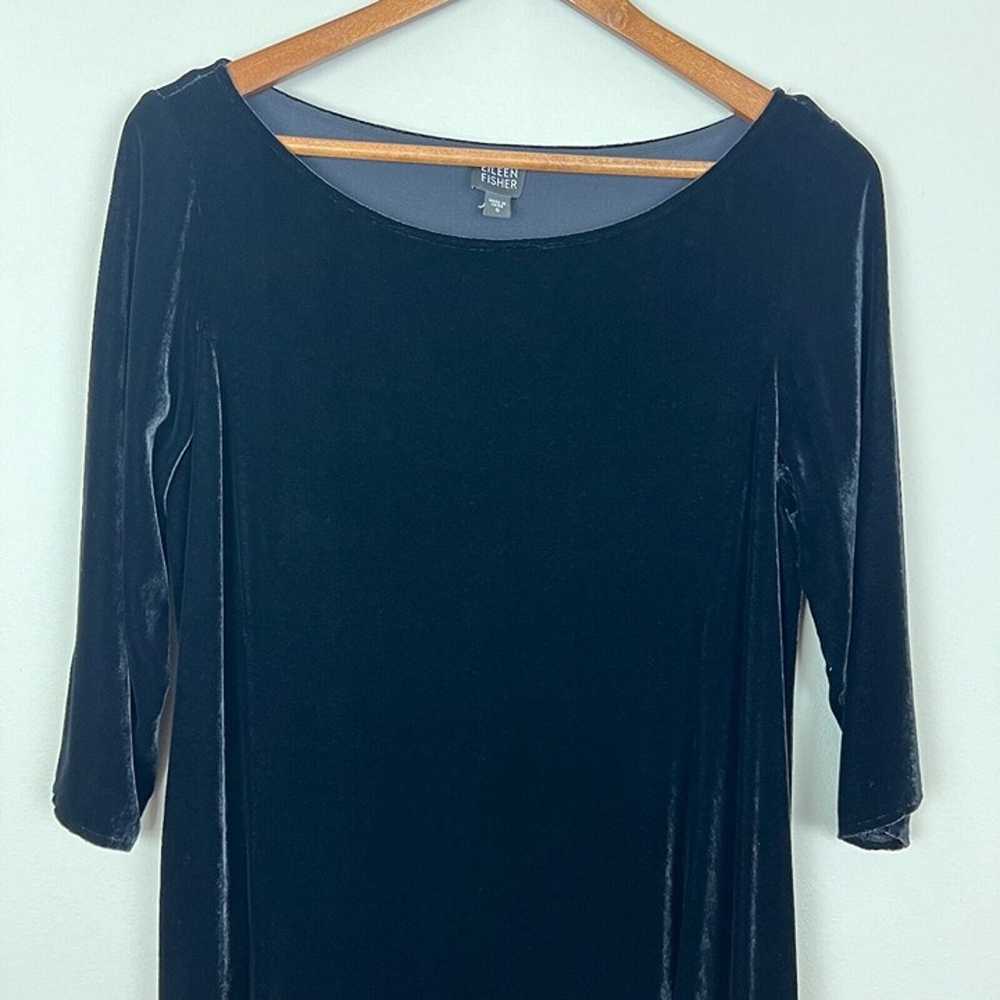 Eileen Fisher Dress Womens Small Black Velvet Mid… - image 2