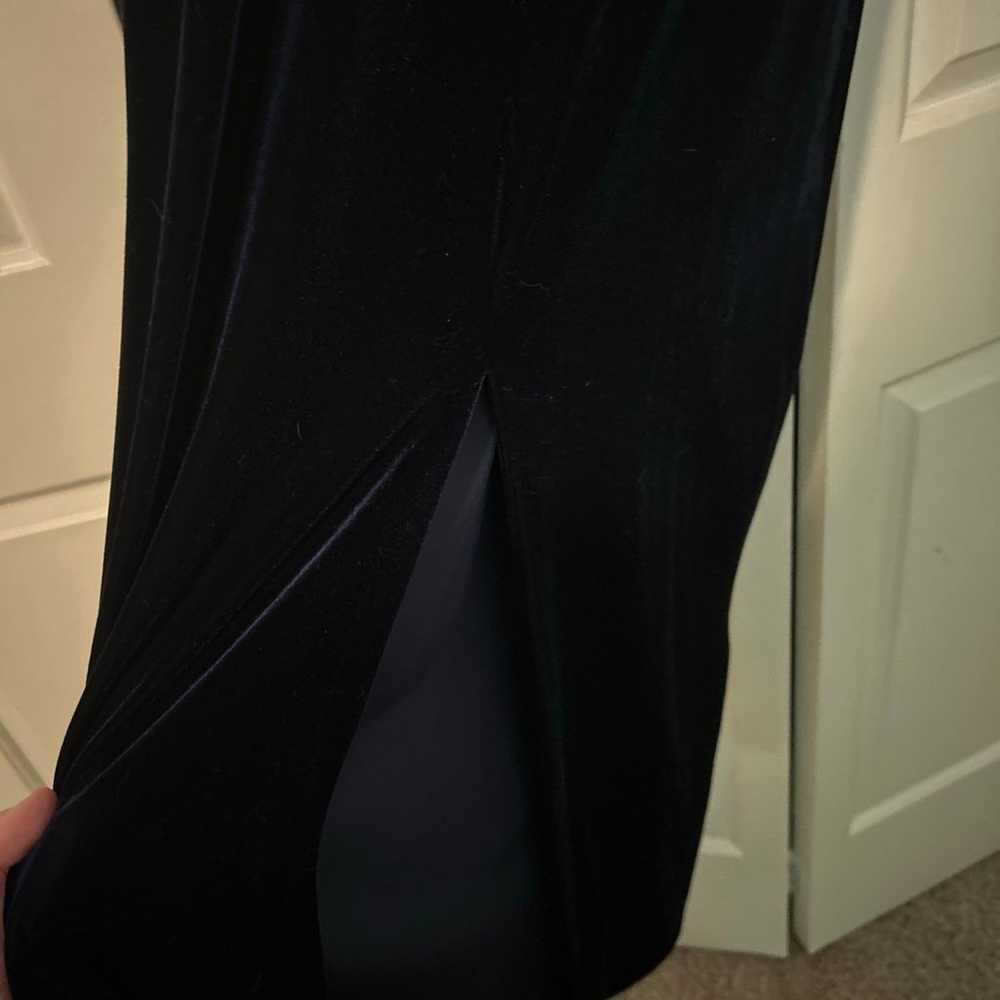 Prom dress velvet mesh back long sleeve dress - image 4