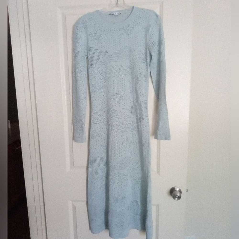 Zara sky blue knit pointelle dress - image 2