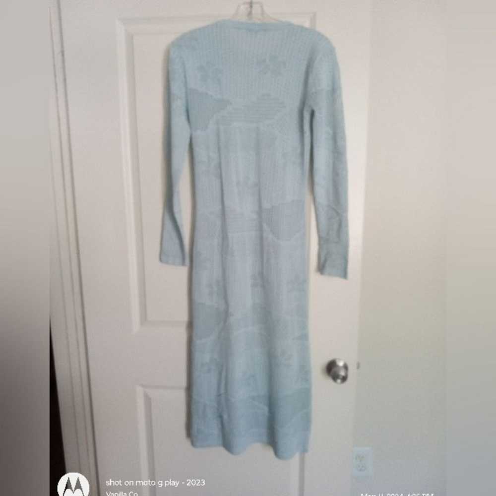 Zara sky blue knit pointelle dress - image 4