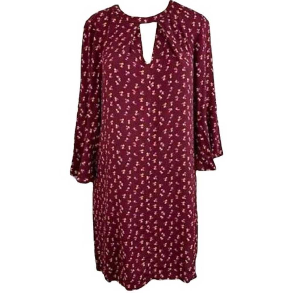 XL Burgundy Red Wine floral quarter sleeve dress … - image 2