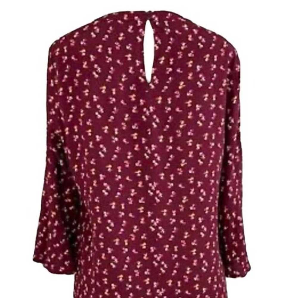 XL Burgundy Red Wine floral quarter sleeve dress … - image 3