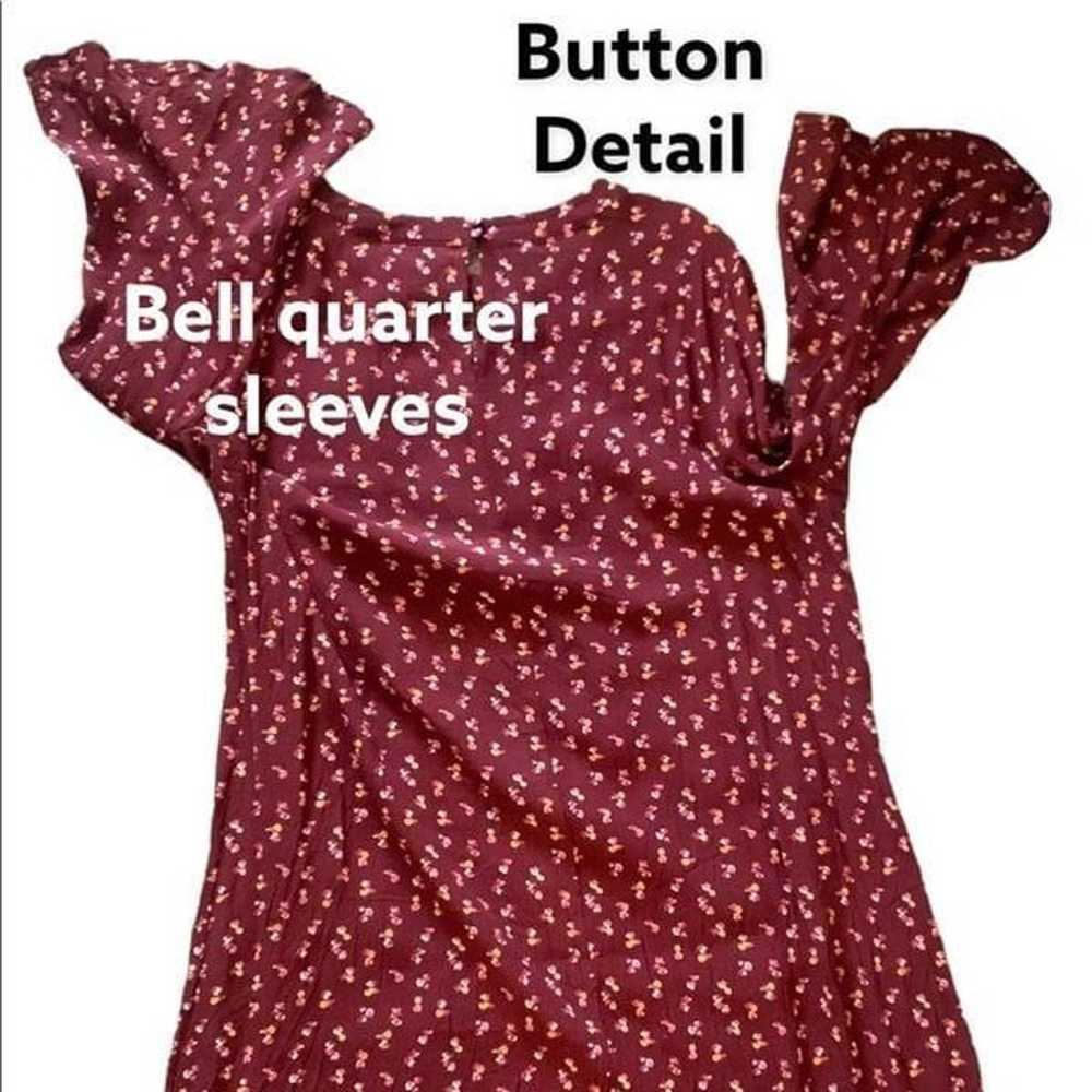 XL Burgundy Red Wine floral quarter sleeve dress … - image 9