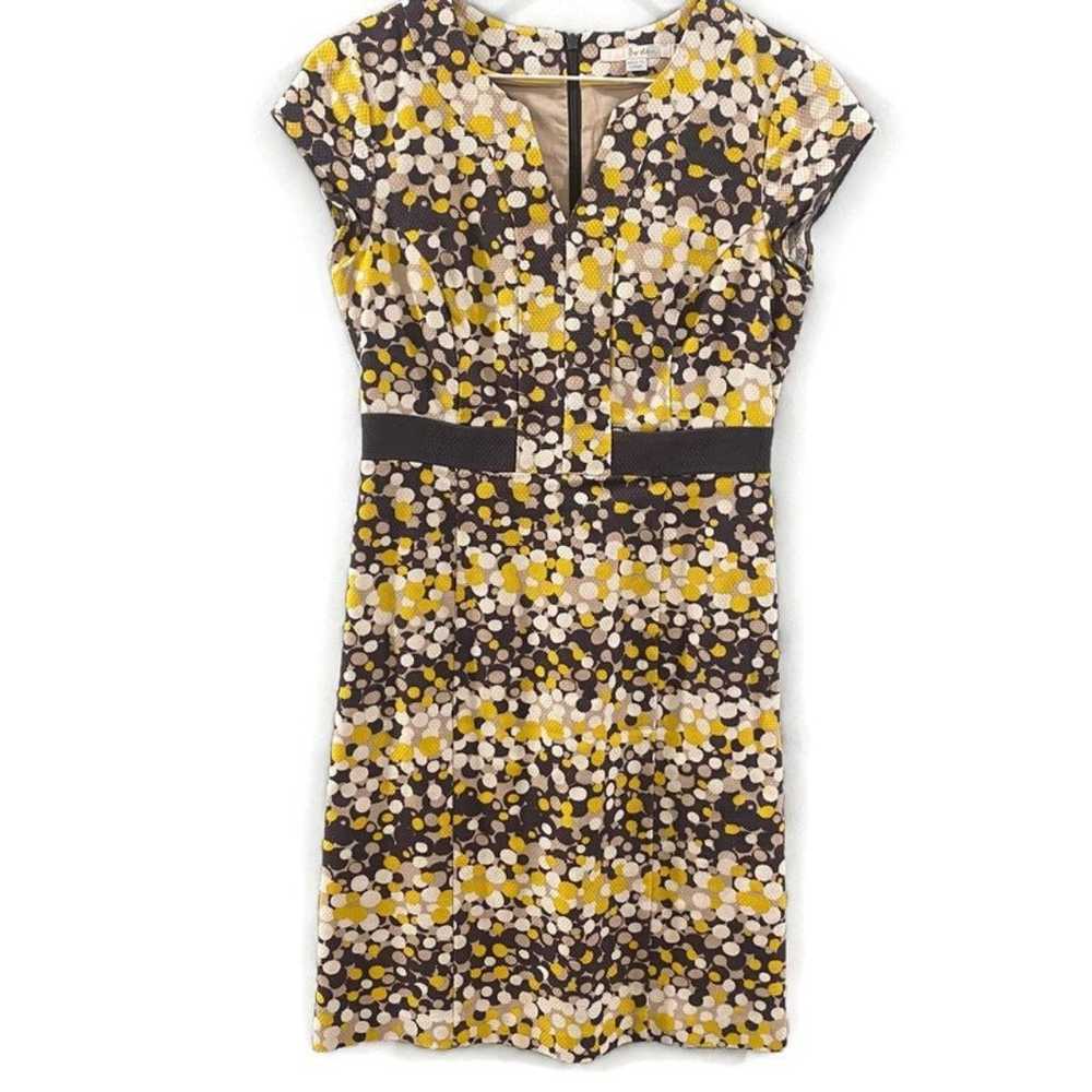 Boden Brown/Yellow Notch Neck Dot Printed Shift D… - image 2