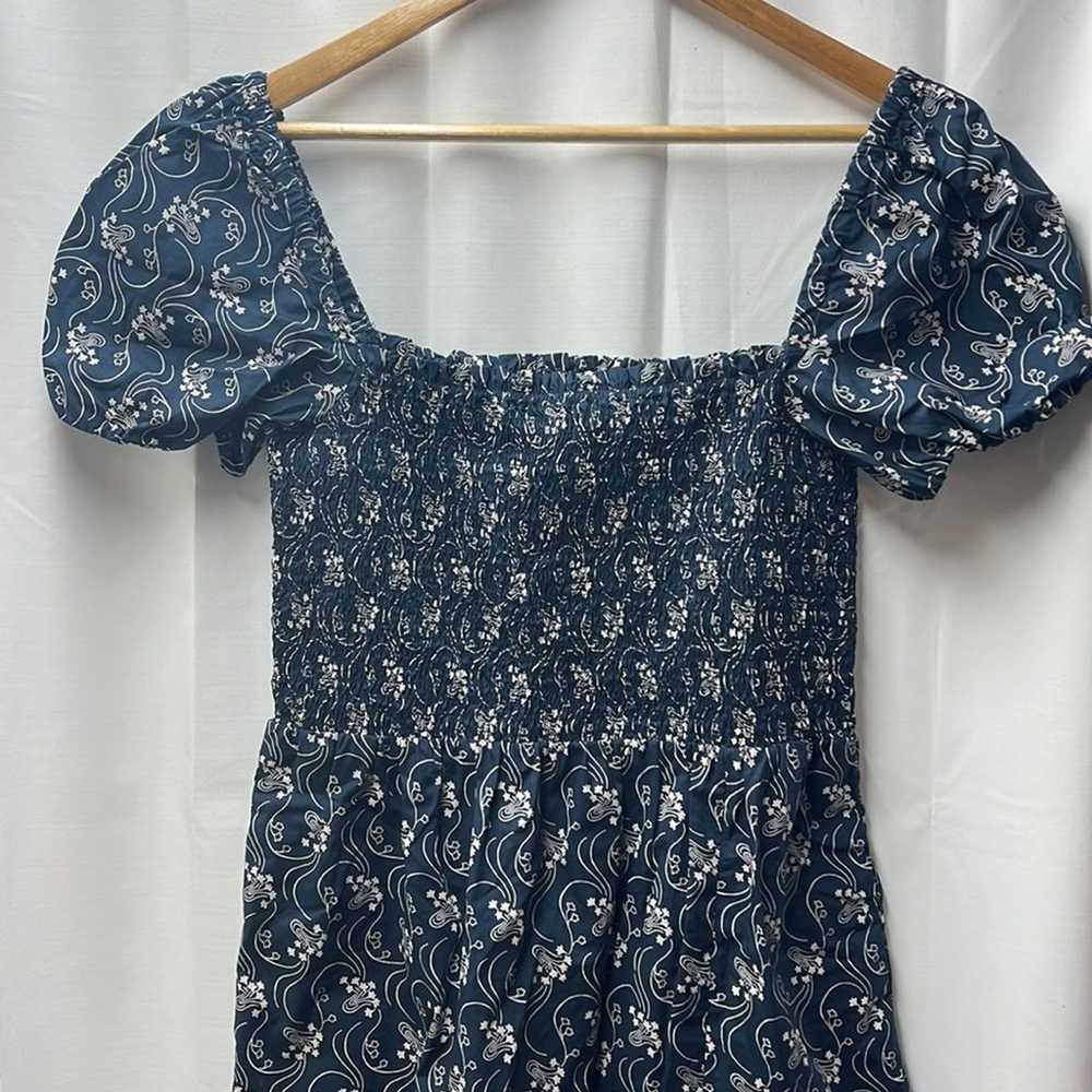 J. Crew Navy White Starry Swirl Short-Sleeve Smoc… - image 6