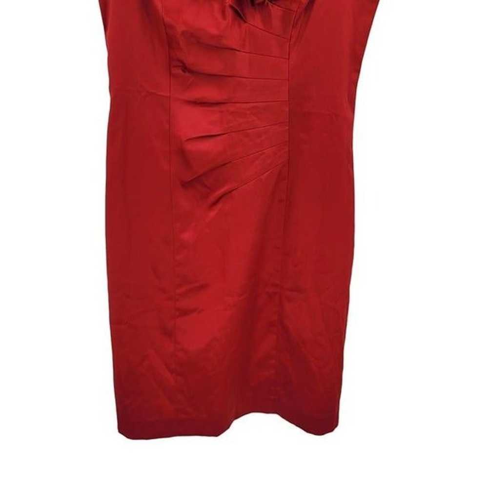 Vintage 80s Allen B Satin Sheath Dress 2 Red Asym… - image 4