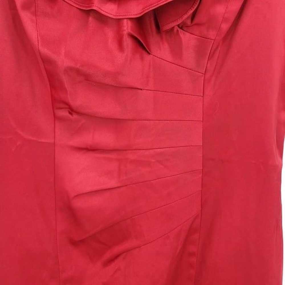 Vintage 80s Allen B Satin Sheath Dress 2 Red Asym… - image 5