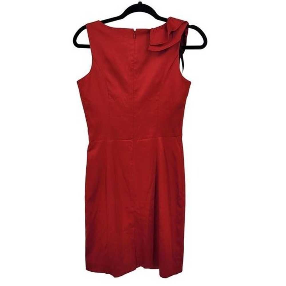 Vintage 80s Allen B Satin Sheath Dress 2 Red Asym… - image 6