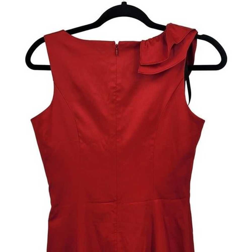 Vintage 80s Allen B Satin Sheath Dress 2 Red Asym… - image 7