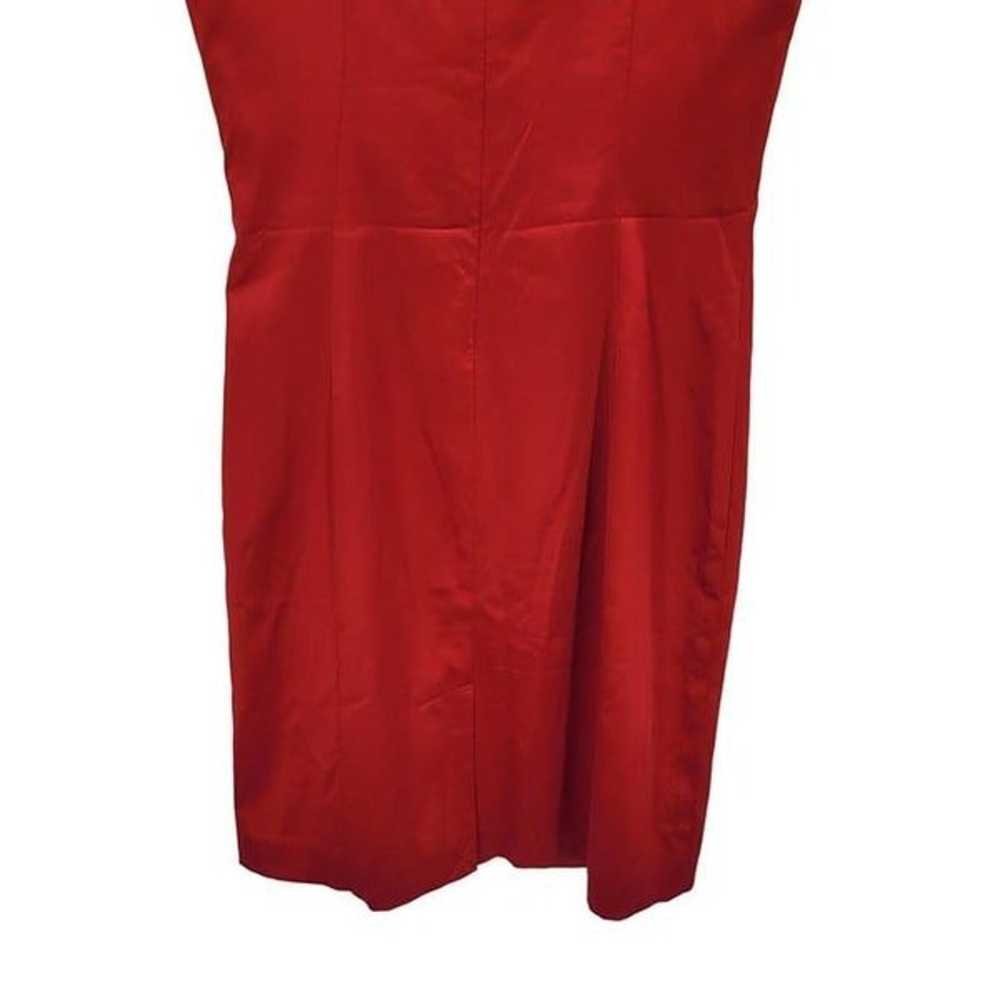 Vintage 80s Allen B Satin Sheath Dress 2 Red Asym… - image 8