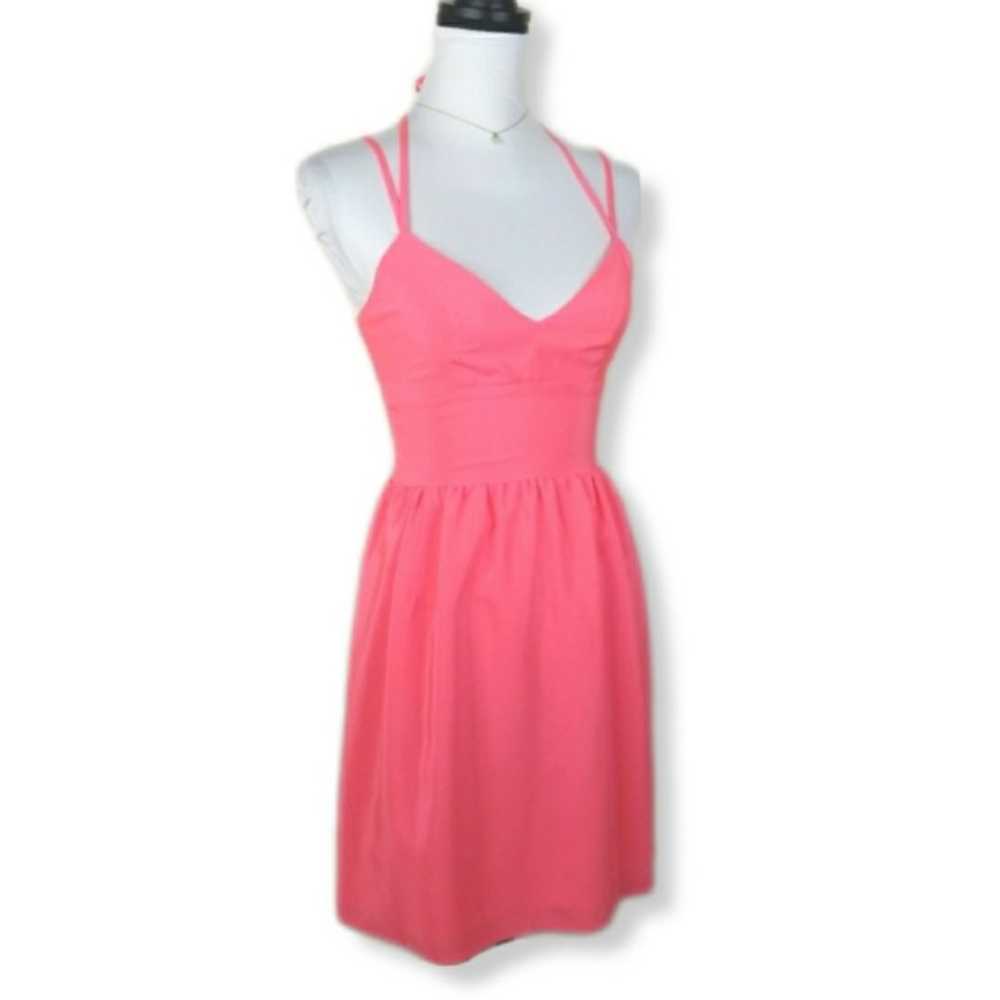 Amanda Uprichard Silk Mini Dress Neon S Pink Fitt… - image 1