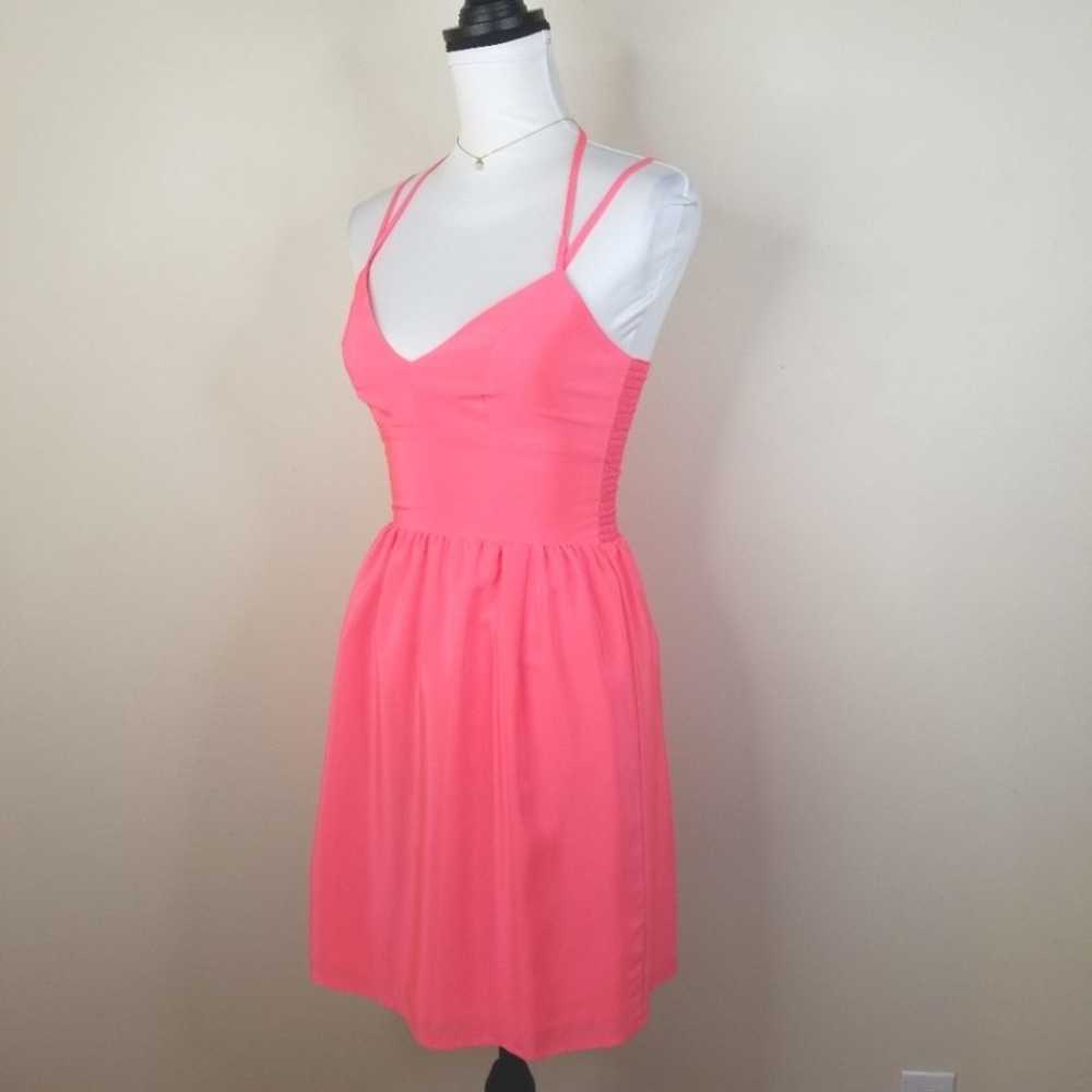 Amanda Uprichard Silk Mini Dress Neon S Pink Fitt… - image 2