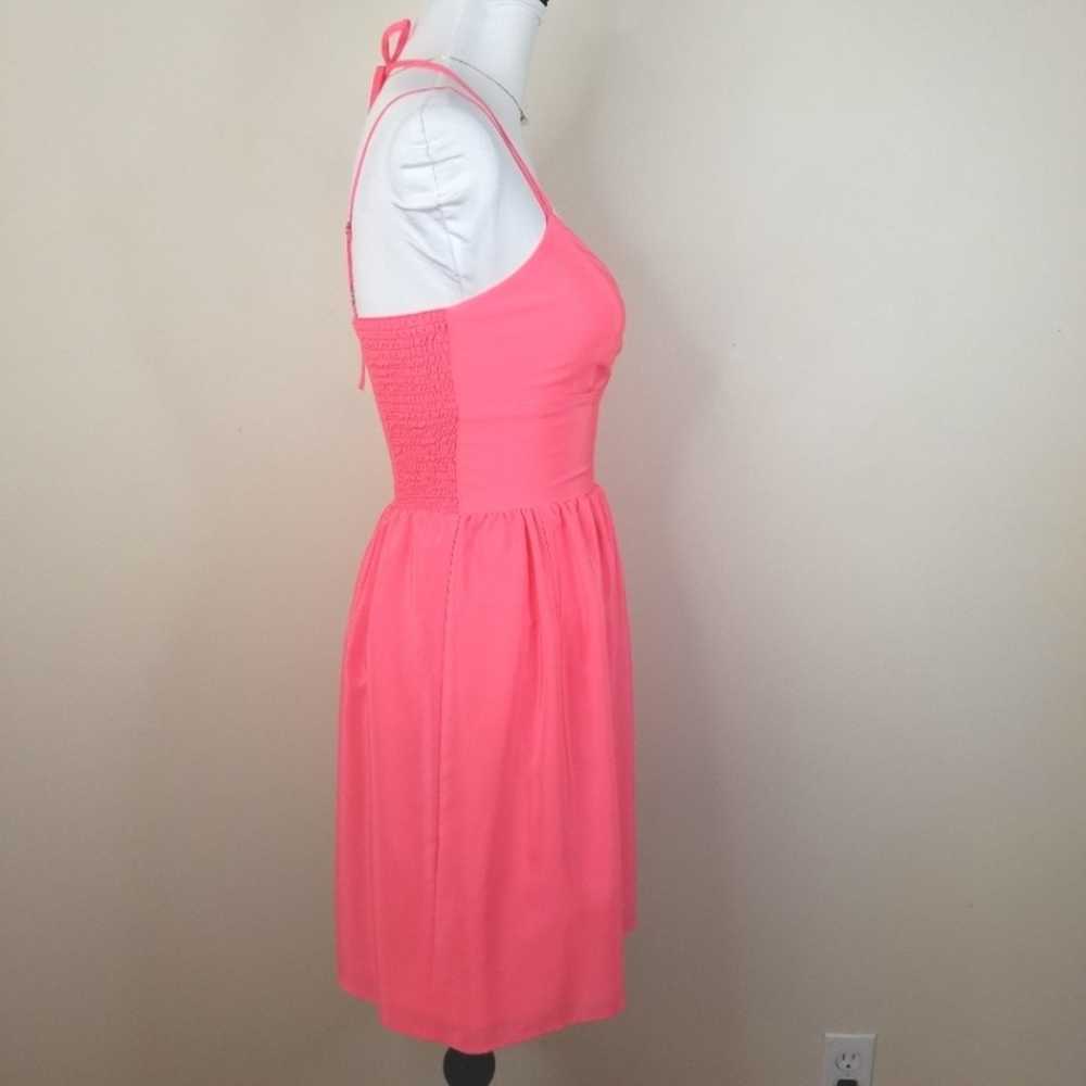 Amanda Uprichard Silk Mini Dress Neon S Pink Fitt… - image 5