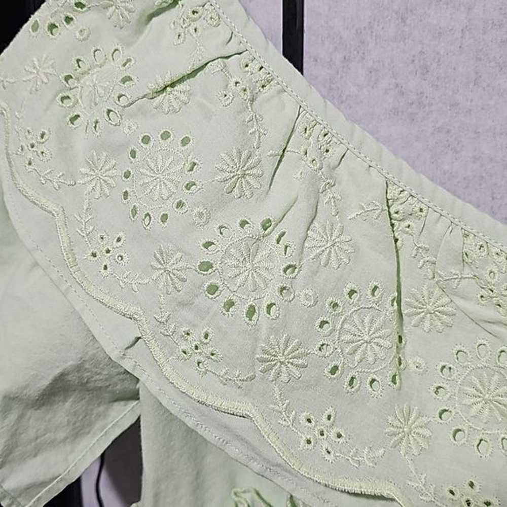Zara Mint Green Ruffle Neck Eyelet Maxi Embroider… - image 6