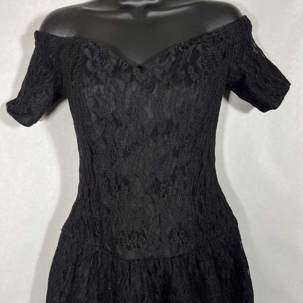 Vintage Prom Dress Black Lace Cocktail Mini Ann T… - image 12