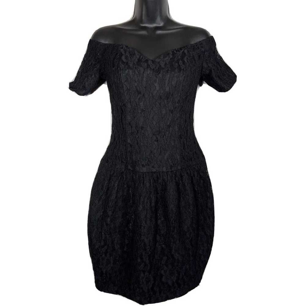 Vintage Prom Dress Black Lace Cocktail Mini Ann T… - image 1