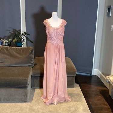 Women’s Pink Full Length Chiffon Dress Bridesmaid… - image 1