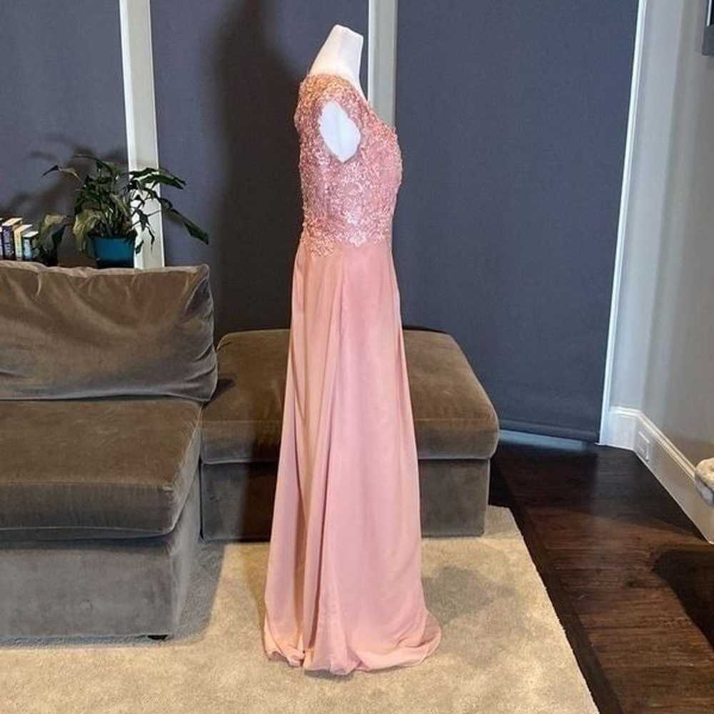 Women’s Pink Full Length Chiffon Dress Bridesmaid… - image 6