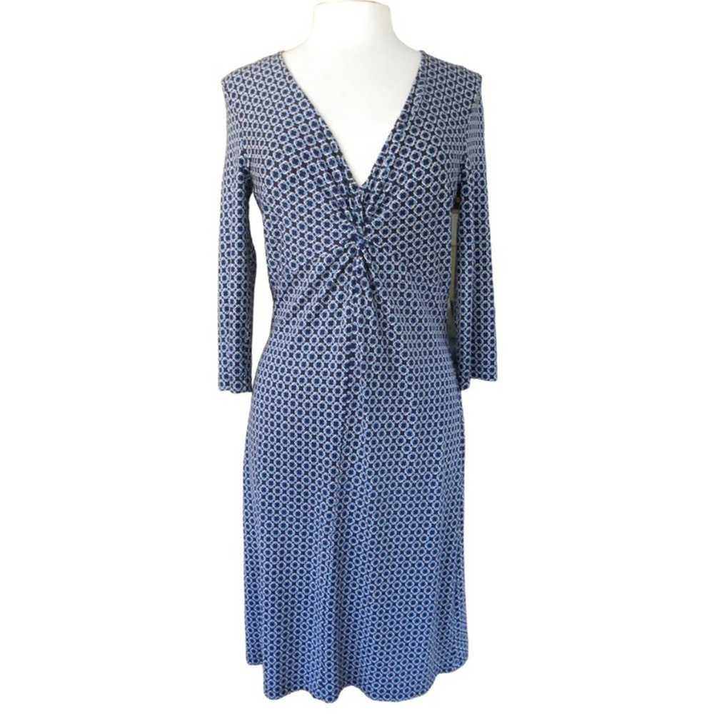 J. McLaughlin Silk Jersey Sheath Dress Blue Chain… - image 1